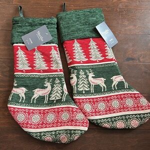 Martha Stewart Set Of 2 Reindeer Christmas Trees  Stockings 22”  New